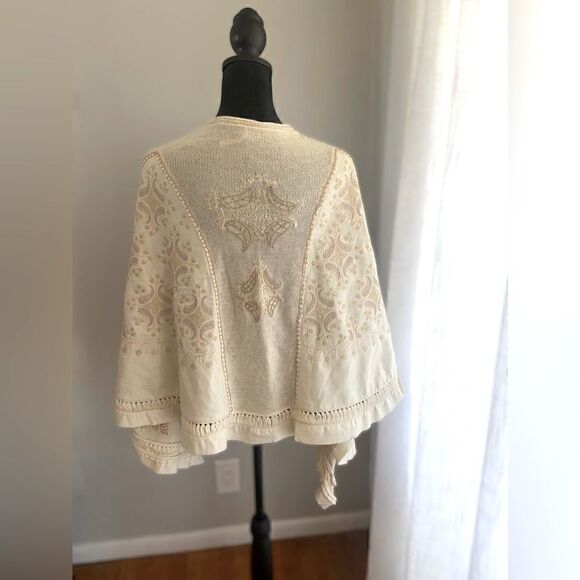 Free People Embroidered Beaded Wool Blend Cardigan Shawl Kimono Size XS - Picture 9 of 16